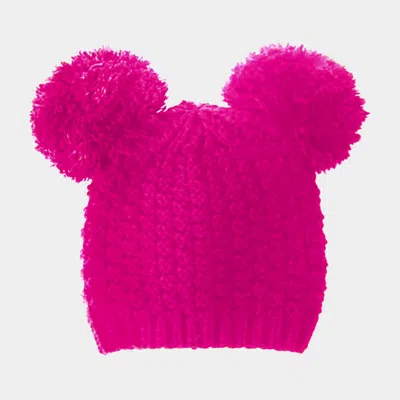 Fashnzfab Double Pom Pom Knit Beanie Hat In Purple