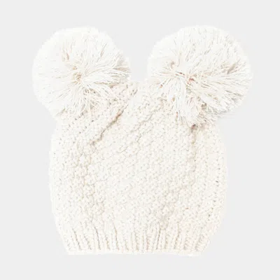 Fashnzfab Double Pom Pom Knit Beanie Hat In White