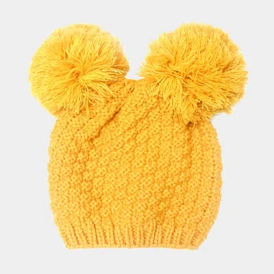 Fashnzfab Double Pom Pom Knit Beanie Hat In White