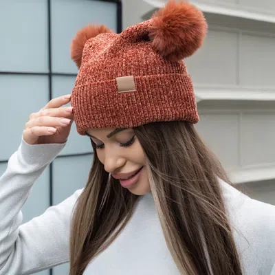 Fashnzfab Double Pom Pom Pointed Beanie Hat In Multi