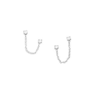 Fashnzfab Double Post Crystal Earrings In Purple