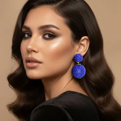 Fashnzfab Double Rhinestone Ball Dangle Evening Earrings In Multi