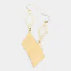 Fashnzfab Double Rhombus Link Dangle Earrings - White In White