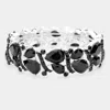 Fashnzfab Double Row Teardrop Stone Stretch Evening Bracelet Black, Silver In Multi