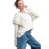 Fashnzfab Double Ruffle Sleeves Top In White