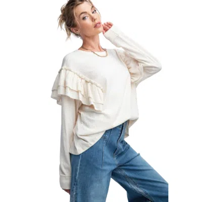 Fashnzfab Double Ruffle Sleeves Top In White