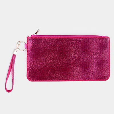 Fashnzfab Double Sided Bling Wristlet Wallet/clutch Bag In Pink