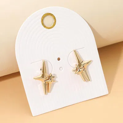 Fashnzfab Double Starburst Stud Earrings In Gold