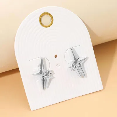 Fashnzfab Double Starburst Stud Earrings In Metallic