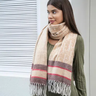 Fashnzfab Double Stripe Blanket Scarf With Tassel In Multi