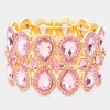 Fashnzfab Double Teardrop Glass Crystal Stretch Evening Bracelet Lt Rose In Multi