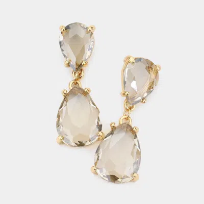 Fashnzfab Double Teardrop Link Dangle Evening Earrings In Gold