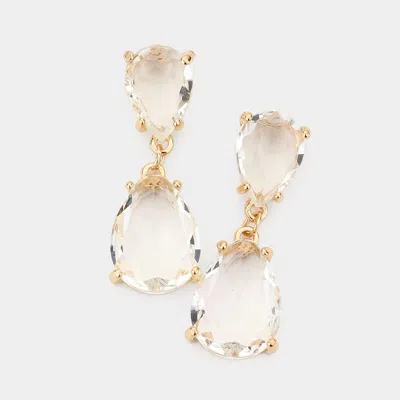 Fashnzfab Double Teardrop Link Dangle Evening Earrings In Gold