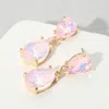 Fashnzfab Double Teardrop Link Dangle Evening Earrings In Multi