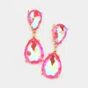 Fashnzfab Double Teardrop Link Dangle Evening Earrings In Pink