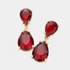 Fashnzfab Double Teardrop Link Dangle Evening Earrings In Red