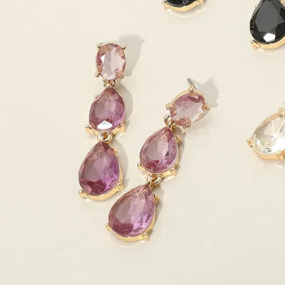 Fashnzfab Double Teardrop Stone Cluster Link Drop Evening Earrings In Gold