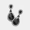 Fashnzfab Double Teardrop Stone Evening Earrings In Black