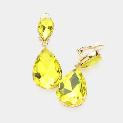 Fashnzfab Double Teardrop Stone Link Clip On Evening Earrings In Multi
