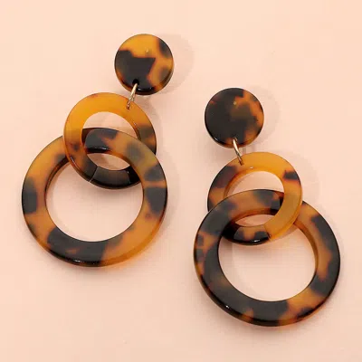 Fashnzfab Double Tortoise Resin Link Drop Statement Earrings In Multi