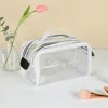 Fashnzfab Double Zipper Open Transparent Makeup Pouch Bag In Multi