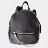 Fashnzfab Draped Chain Faux Leather Mini Backpack Bag In Black
