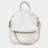 Fashnzfab Draped Chain Faux Leather Mini Backpack Bag In White