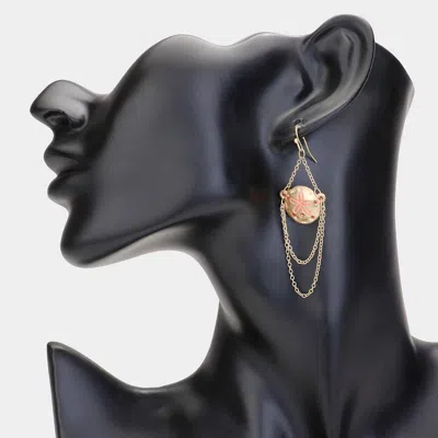 Fashnzfab Draped Chain Sand Dollar Dangle Earrings In Gold