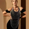 Fashnzfab Draped Crystal Rhinestone Pave Bib Body Chain Necklace In Metallic