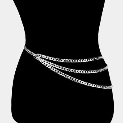 Fashnzfab Draped Metal Chain Belt In Metallic