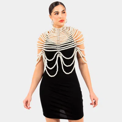 Fashnzfab Draped Pearl Body Chain Necklace In White