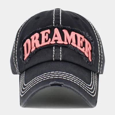 Fashnzfab Dreamer Message Vintage Baseball Cap In Black