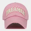Fashnzfab Dreamer Message Vintage Baseball Cap In Pink