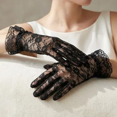 Fashnzfab Dressy Floral Lace Wedding Gloves In Pattern