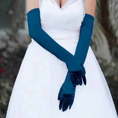 Fashnzfab Dressy Satin Long Wedding Gloves In Neutral