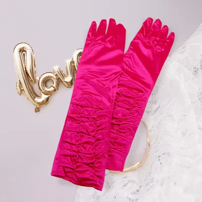 Fashnzfab Dressy Satin Ruffle Gloves In Gold