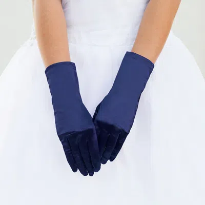 Fashnzfab Dressy Satin Wedding Gloves In Blue