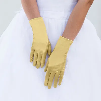 Fashnzfab Dressy Satin Wedding Gloves In Yellow