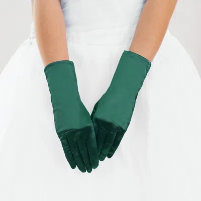 Fashnzfab Dressy Satin Wedding Gloves In Green