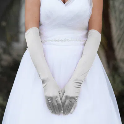 Fashnzfab Dressy Satin Wedding Gloves In Metallic