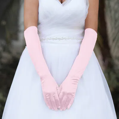 Fashnzfab Dressy Satin Wedding Gloves In Pink