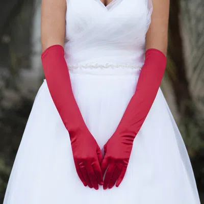 Fashnzfab Dressy Satin Wedding Gloves In Pink