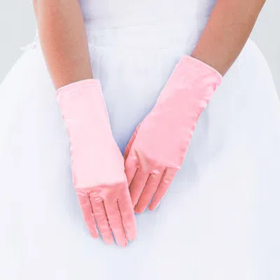 Fashnzfab Dressy Satin Wedding Gloves In Pink