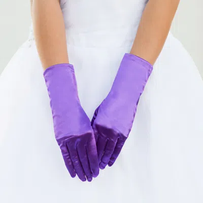 Fashnzfab Dressy Satin Wedding Gloves In Purple