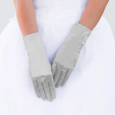 Fashnzfab Dressy Satin Wedding Gloves In White