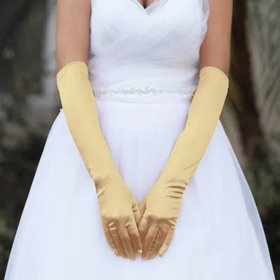 Fashnzfab Dressy Satin Wedding Gloves In Yellow