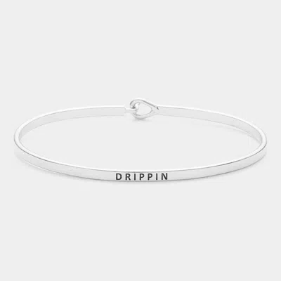 Fashnzfab Drippin Think Brass Metal Hook Bracelet Rhodium In Silver