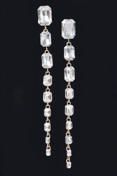 Fashnzfab Dripping Stone Earring In Silver