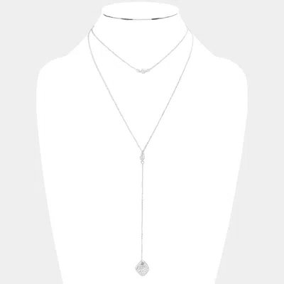 Fashnzfab Dropped Abstract Metal Y Necklace In Multi