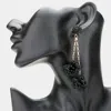Fashnzfab Dropped Beaded Double Ball Dangle Earrings - Black In Gold